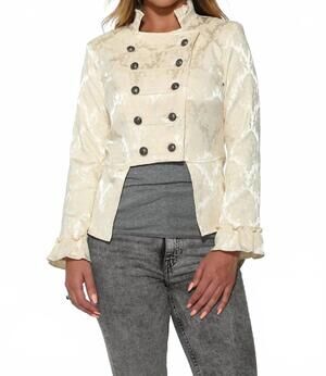 NEW ORCHID BLOOM brocade jacket in off white